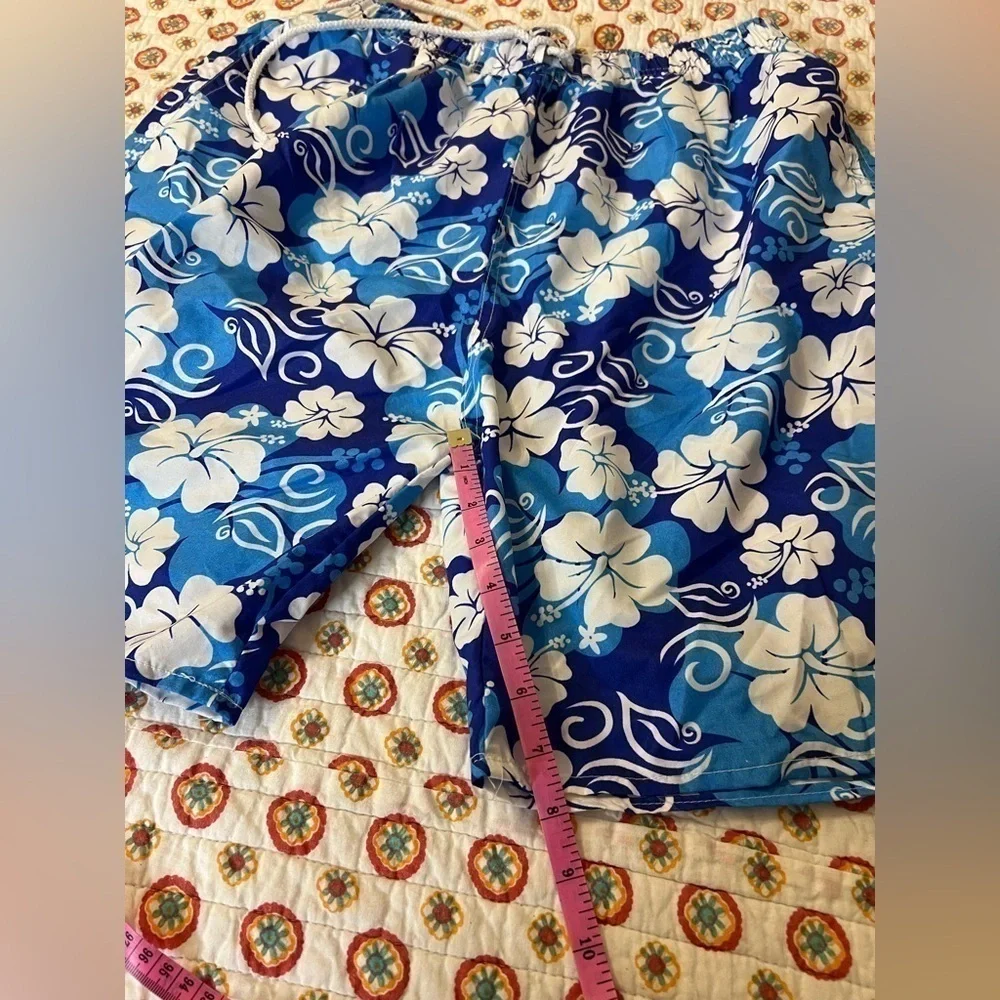 Ocean Blue Men’s Tropical Hibiscus Swim Shorts Size XL